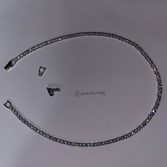 Tennis Deluxe necklace Round cut, White, Rhodium plated - Picture 3 of 3